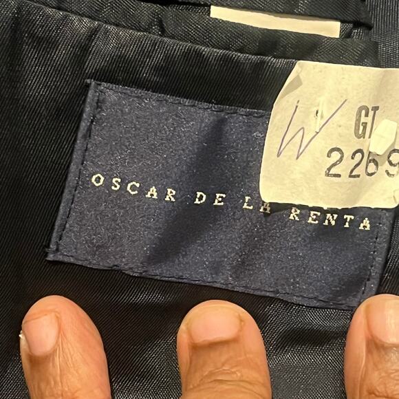 Oscar De La Renta 100% Wool Gold Button Blazer 38R Navy Blue Office Career Mens - Picture 8 of 9